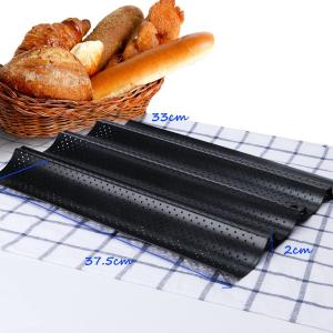 Baking Tray Perforated French Stick Loaf Baking Molds Pan for 4 Baguettes