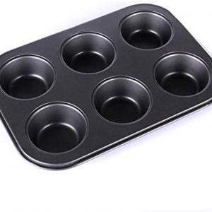 6 Cups Muffin Tray - Nonstick BPA Free & Dishwasher Safe Cupcake Pan Black