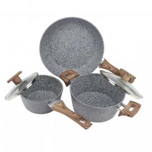 PFOA free aluminum forge cookware with wooden handle