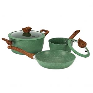 green marble serise aluminum cookware set with silicon lid